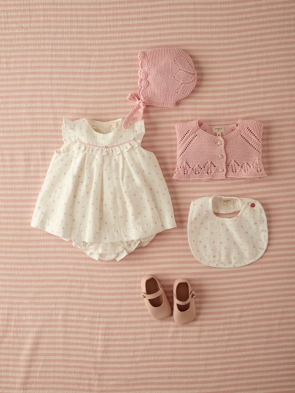 Baby Girl Mini Dress in white and Pink