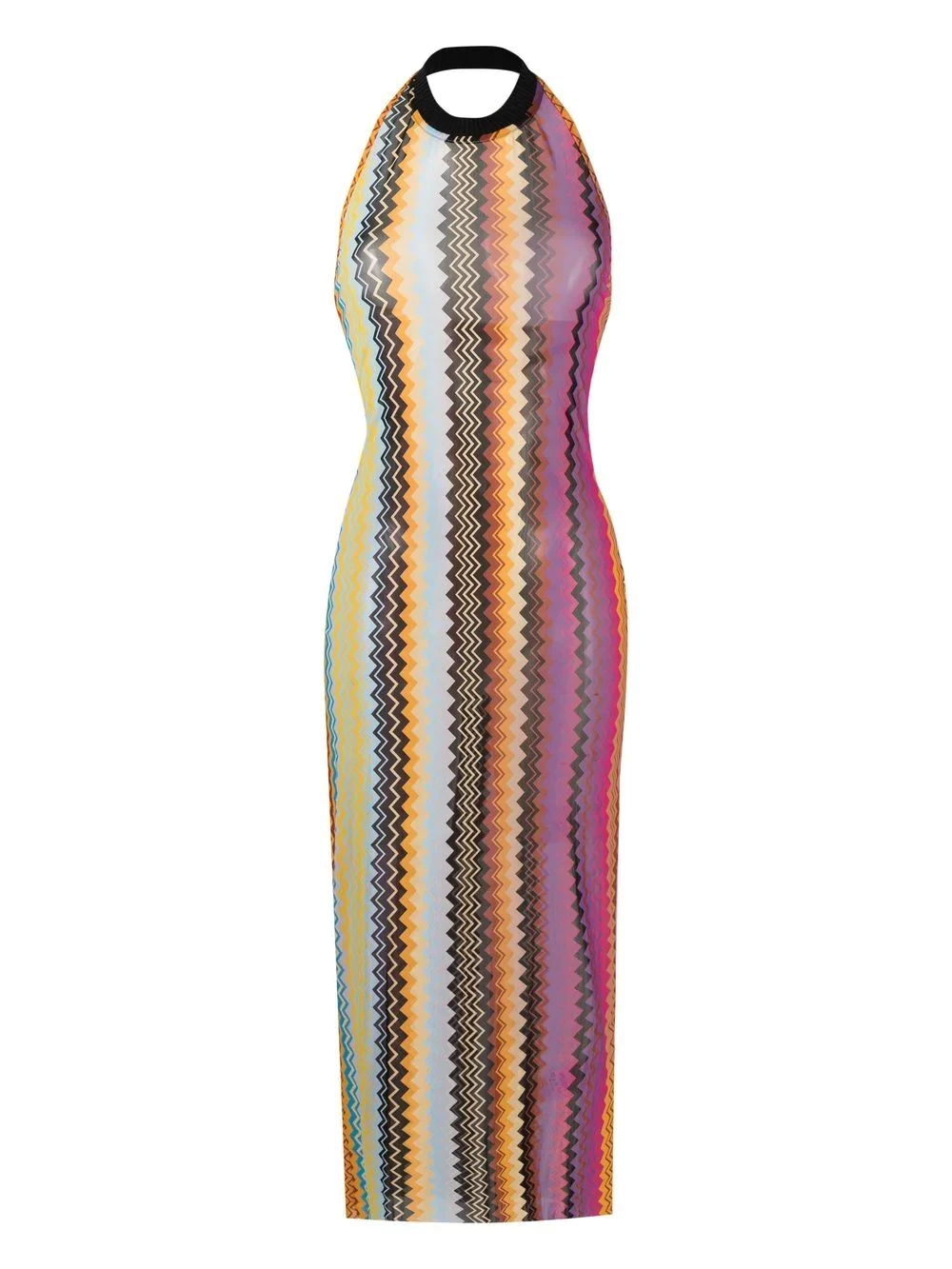 zigzag-woven semi-sheer maxi dress