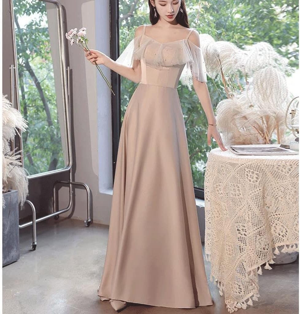 LSDJGDDE Bridesmaid Dresses Women Sister Group Dress Sexy Split V Neck Backless Sleeveless Formal Wedding Evening Party Gown