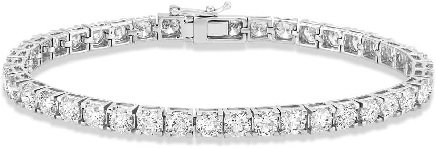14K White Gold Lab Grown Diamond Tennis Bracelet 10.00 carats