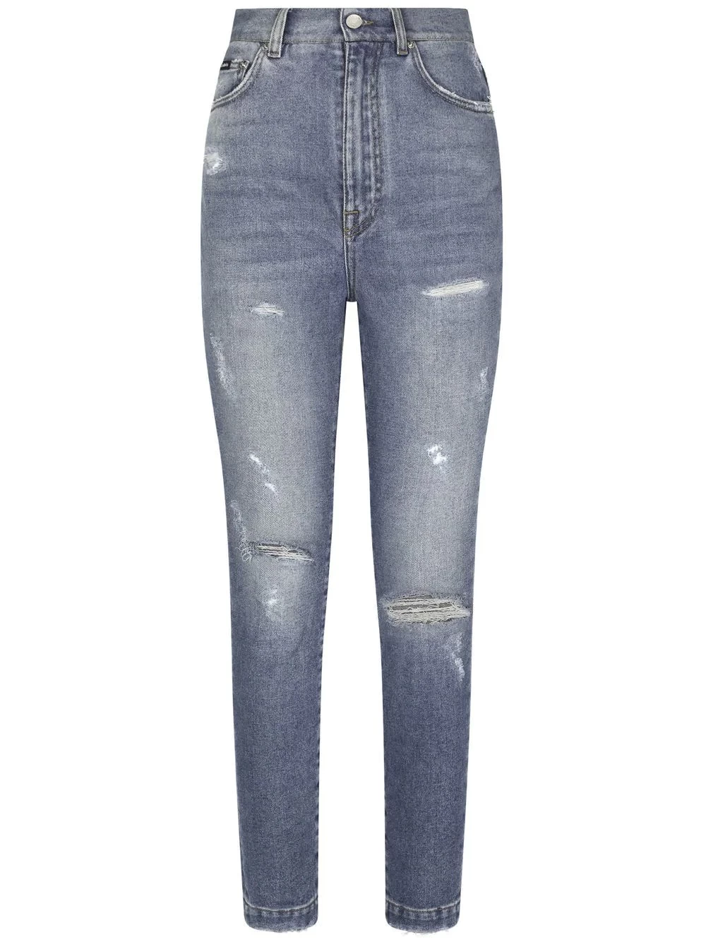 distressed slim-fit jeans