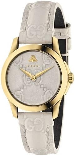 Gucci Quartz Gold-Tone and Leather Casual Ivory Women's Watch(Model: YA126580)