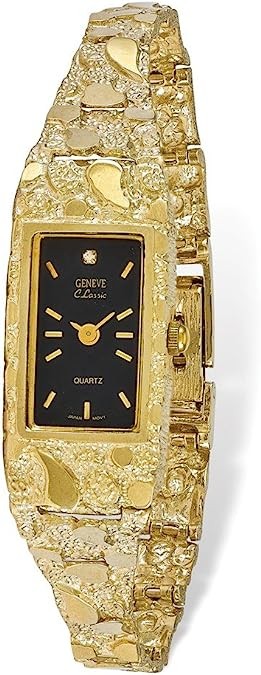 RoseCharm Beautiful 10k Black 15x31mm Dial Rectangular Face Nugget Watch