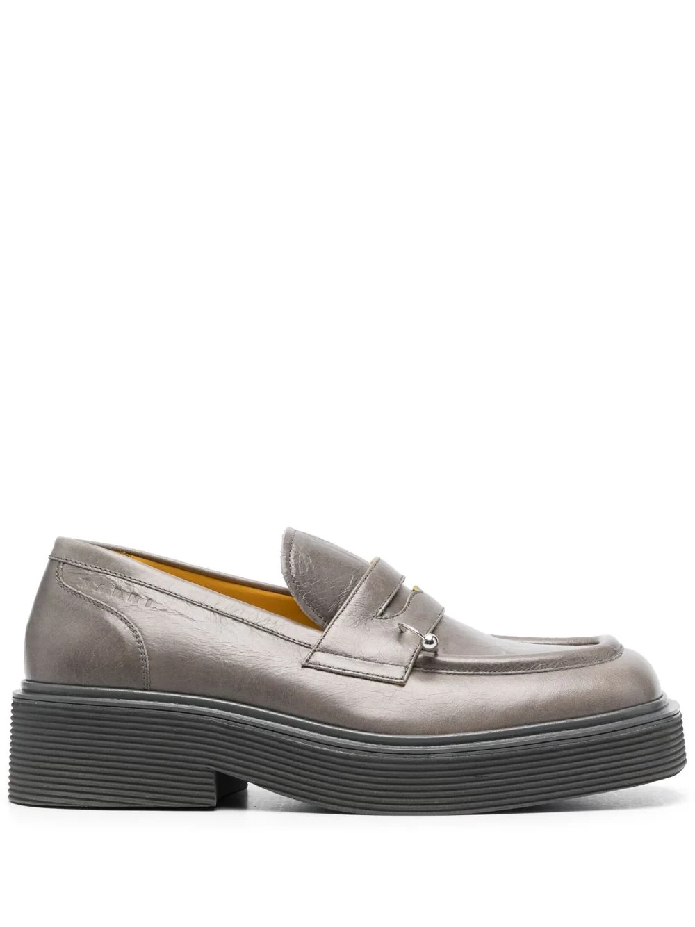 Square-toe leather loafers