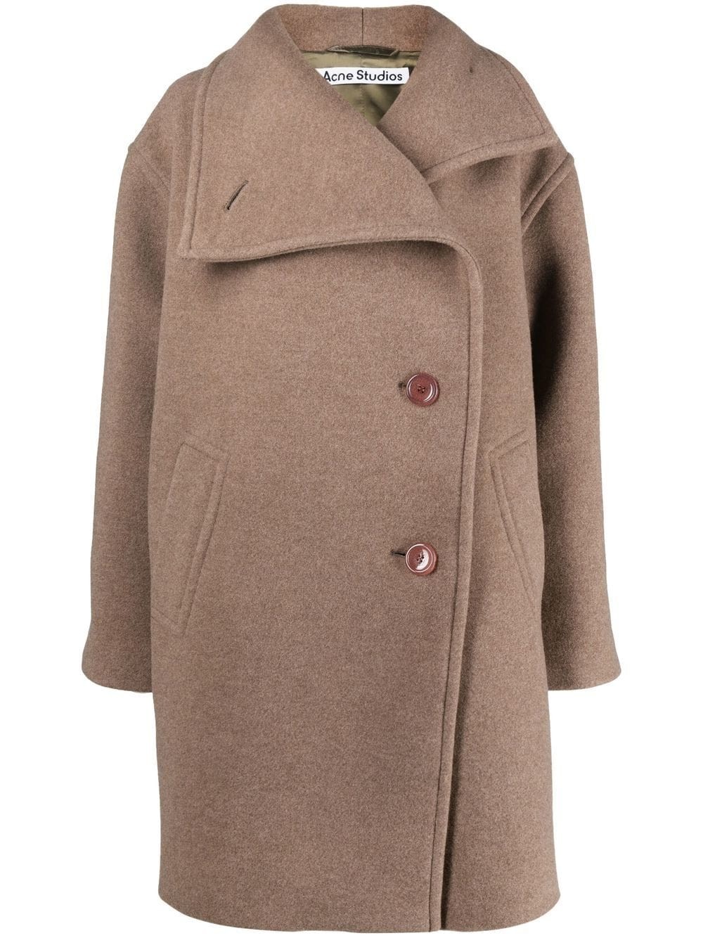 funnel-neck single-breasted coat