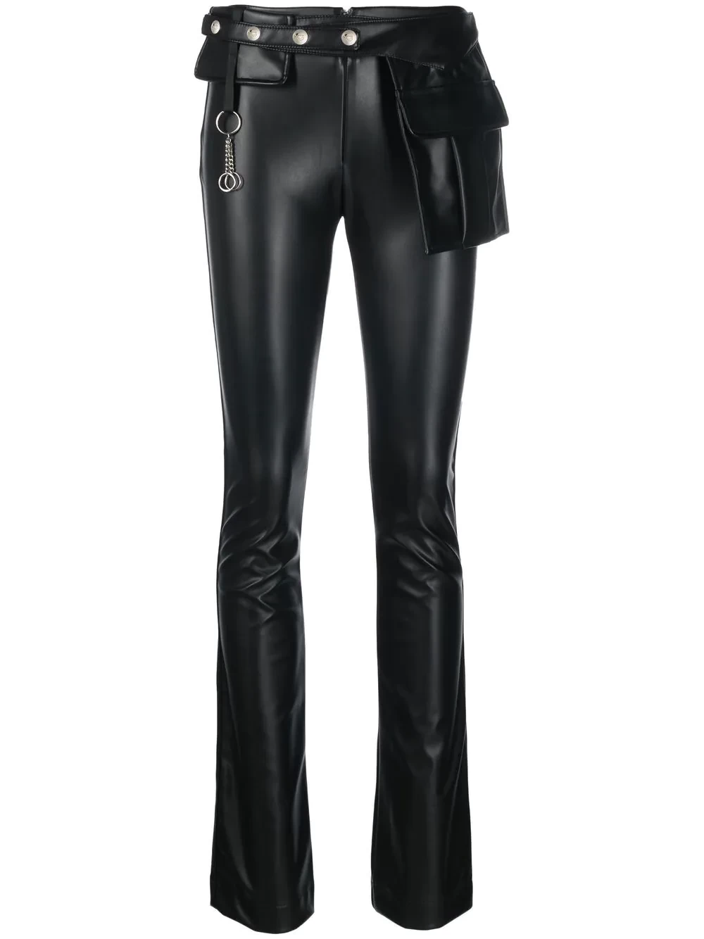 belted-waist slim-cut trousers