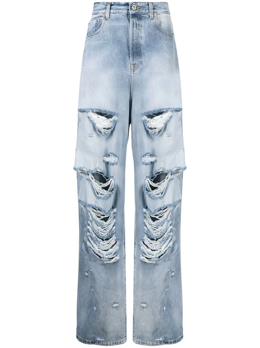 distressed wide-leg jeans
