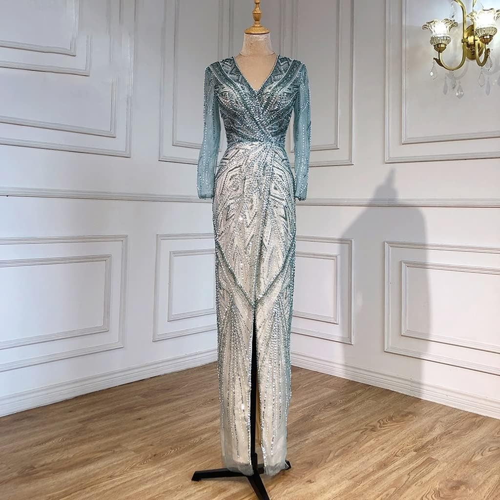 ZSQAW Woman Evening Dress Gowns Beaded Cape Sleeves for Women Party Formal Dress