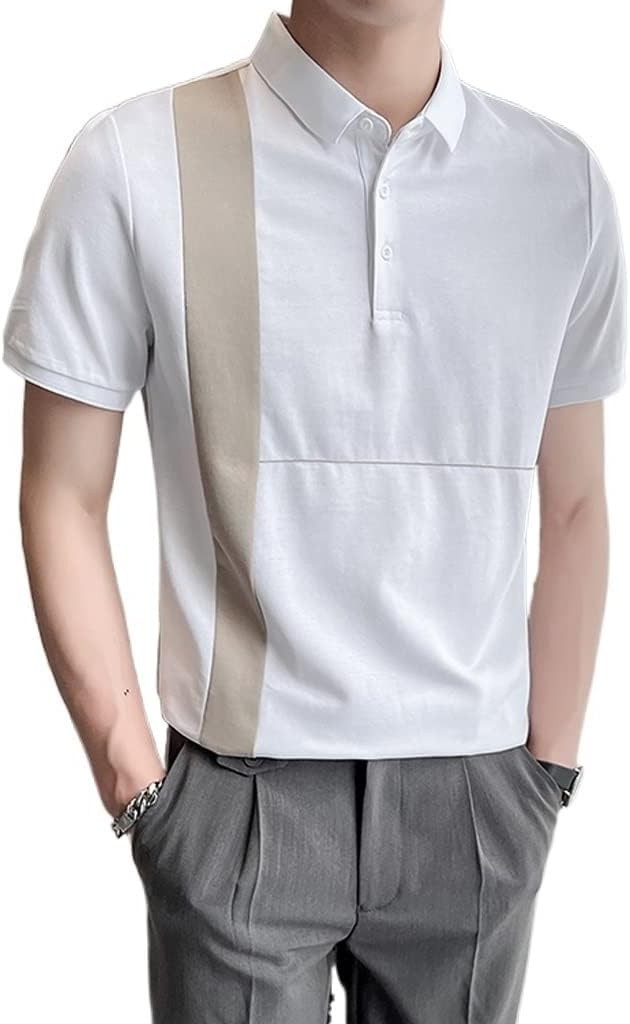 ACTEA Summer Stripe Short Sleeve Shirts Men's Lapel Short Sleeve Slim Business Tee Shirt Streetwear
