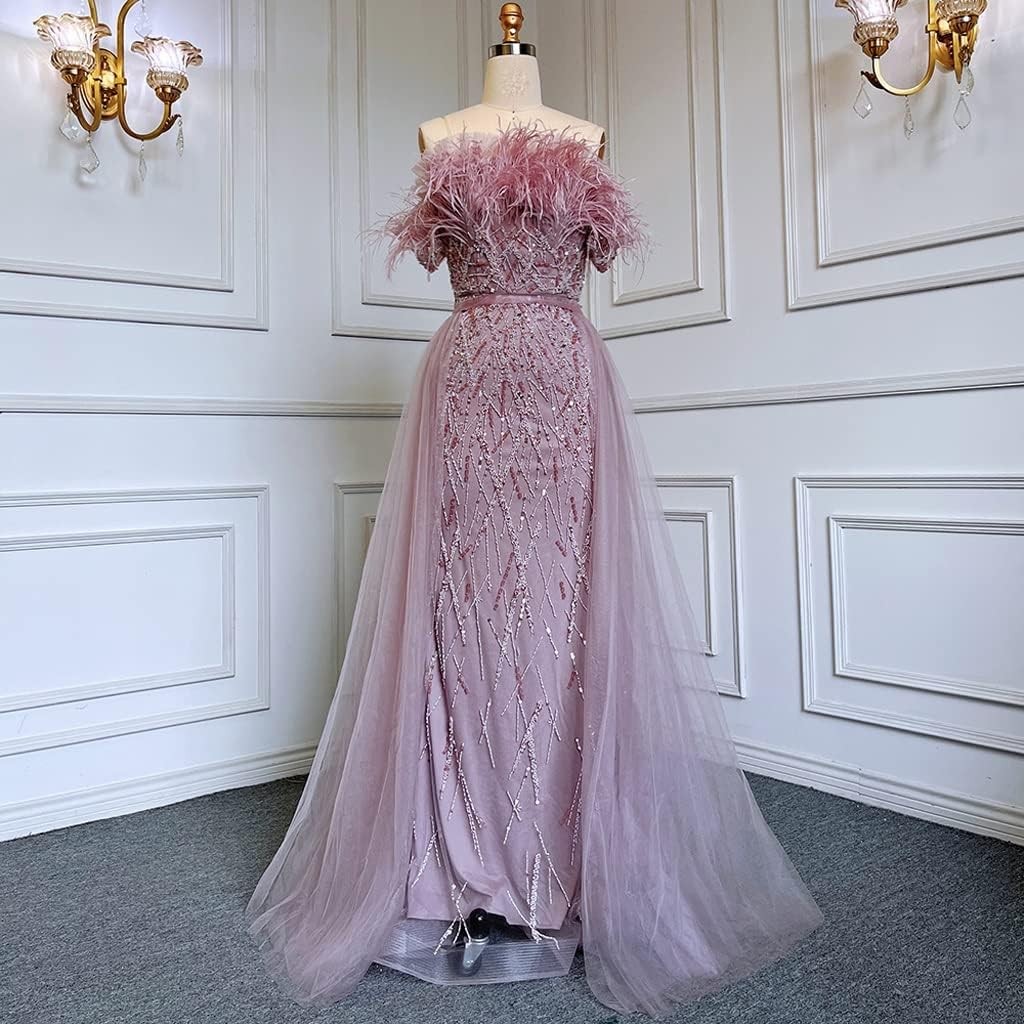 Women's Evening Dress Shiny Bright Beaded Slit Evening Dress Women's Party Dress Graduation Evening Dress