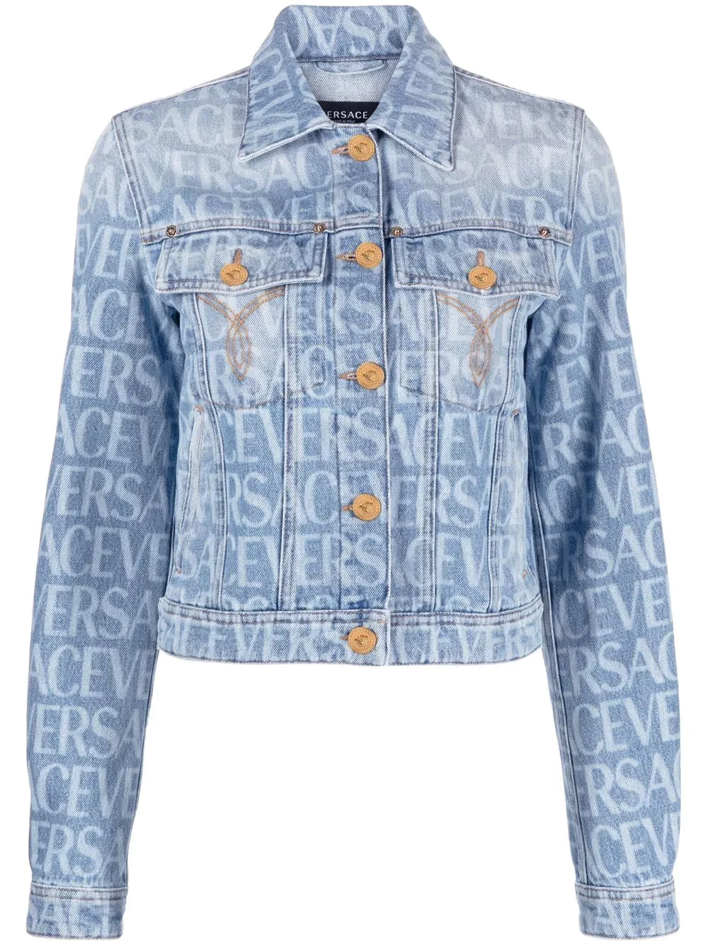 logo-print denim jacket