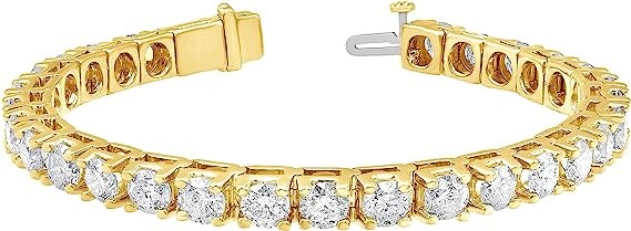 La4ve Diamonds 7.00 Carat Diamond, Tennis Bracelet (J-K, I2-I3) 14K Gold 4 Prong Set Round-cut Diamond Bracelet Real Diamond Jewelry for Women| Gift Box Included (Yellow Gold)