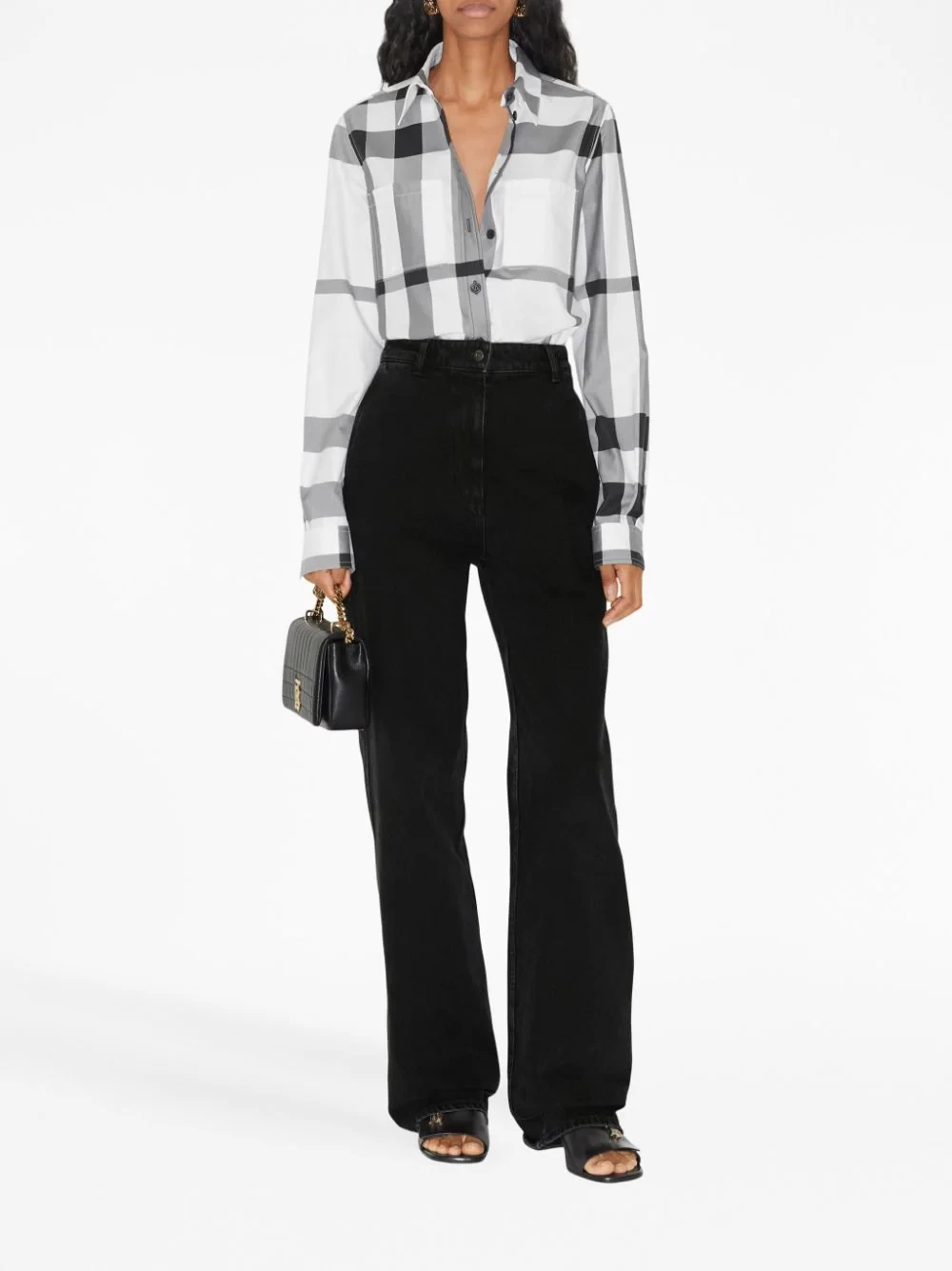 Checked long-sleeve cotton shirt