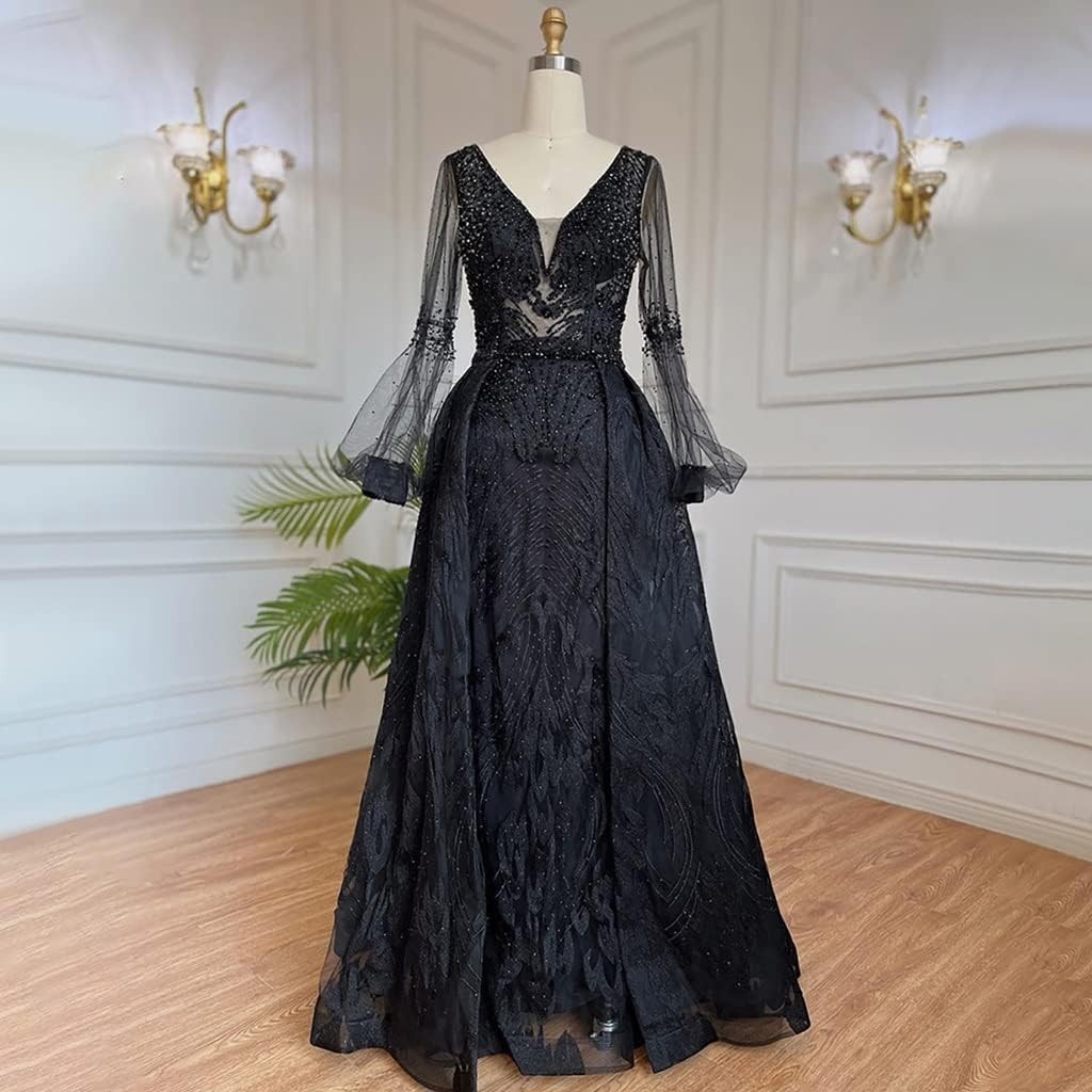 ZSQAW Women's Tulle Maxi Dress Beaded Dress Dress Women's Evening Dress Party Dress