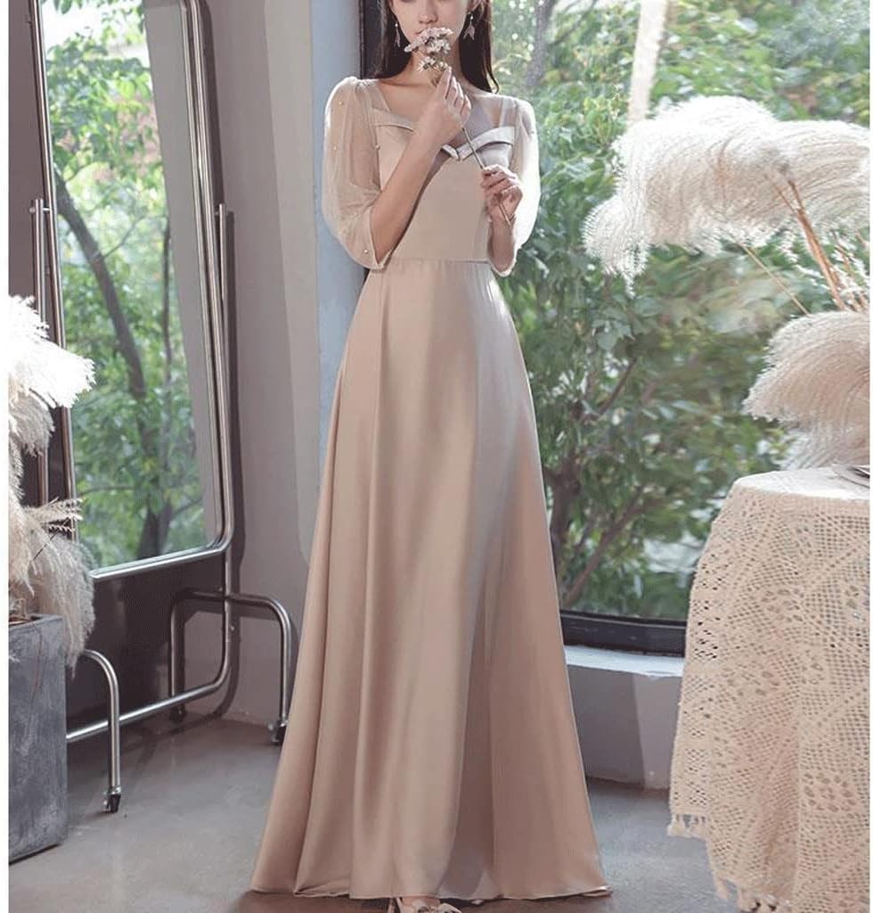 ZSQAW Bridesmaid Dresses Women Sister Group Dress Sexy Split V Neck Backless Sleeveless Formal Wedding Evening Party Gown
