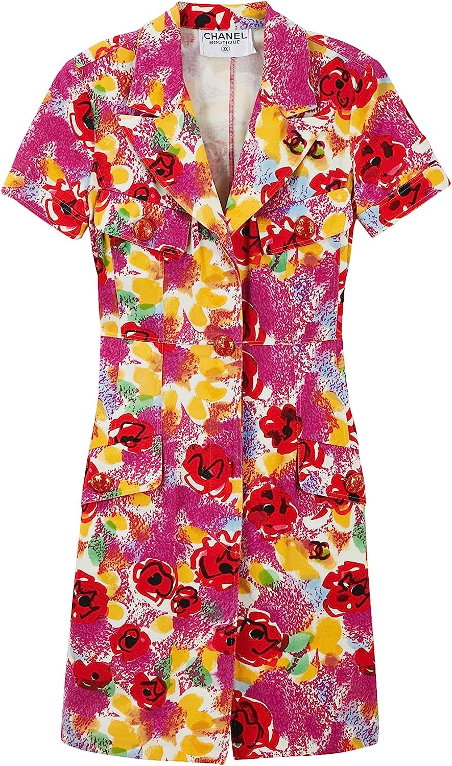 CHANEL, Pre-Loved Multi Printed Denim Mini Shirt Dress