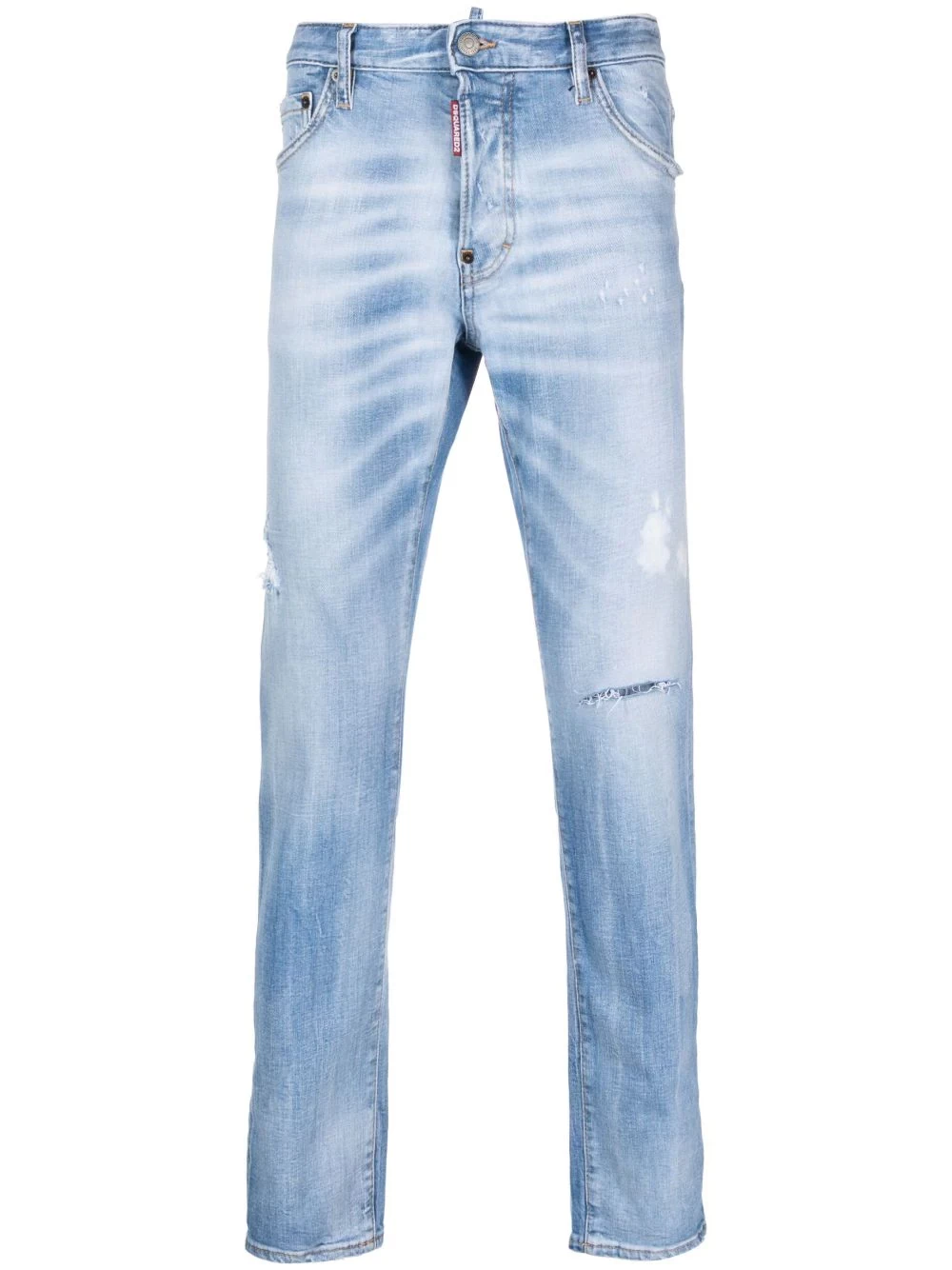 Logo-patch tapered-leg jeans
