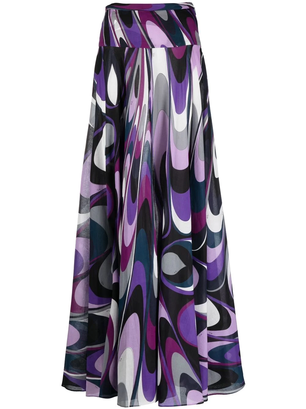 Onde-print cotton maxi skirt