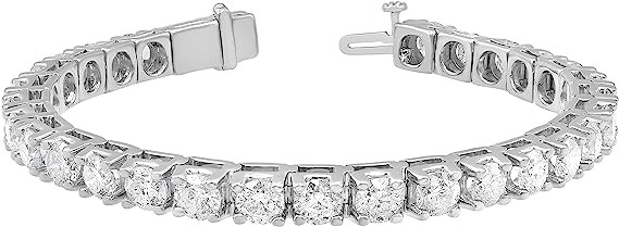 La4ve 12.00 Carat Diamond Tennis Bracelets for Women, Prong Set 14K White Gold Round Cut Diamond Bracelet (J, VS-SI) Friendship Bracelets,Gift Jewelry for Women and Girls