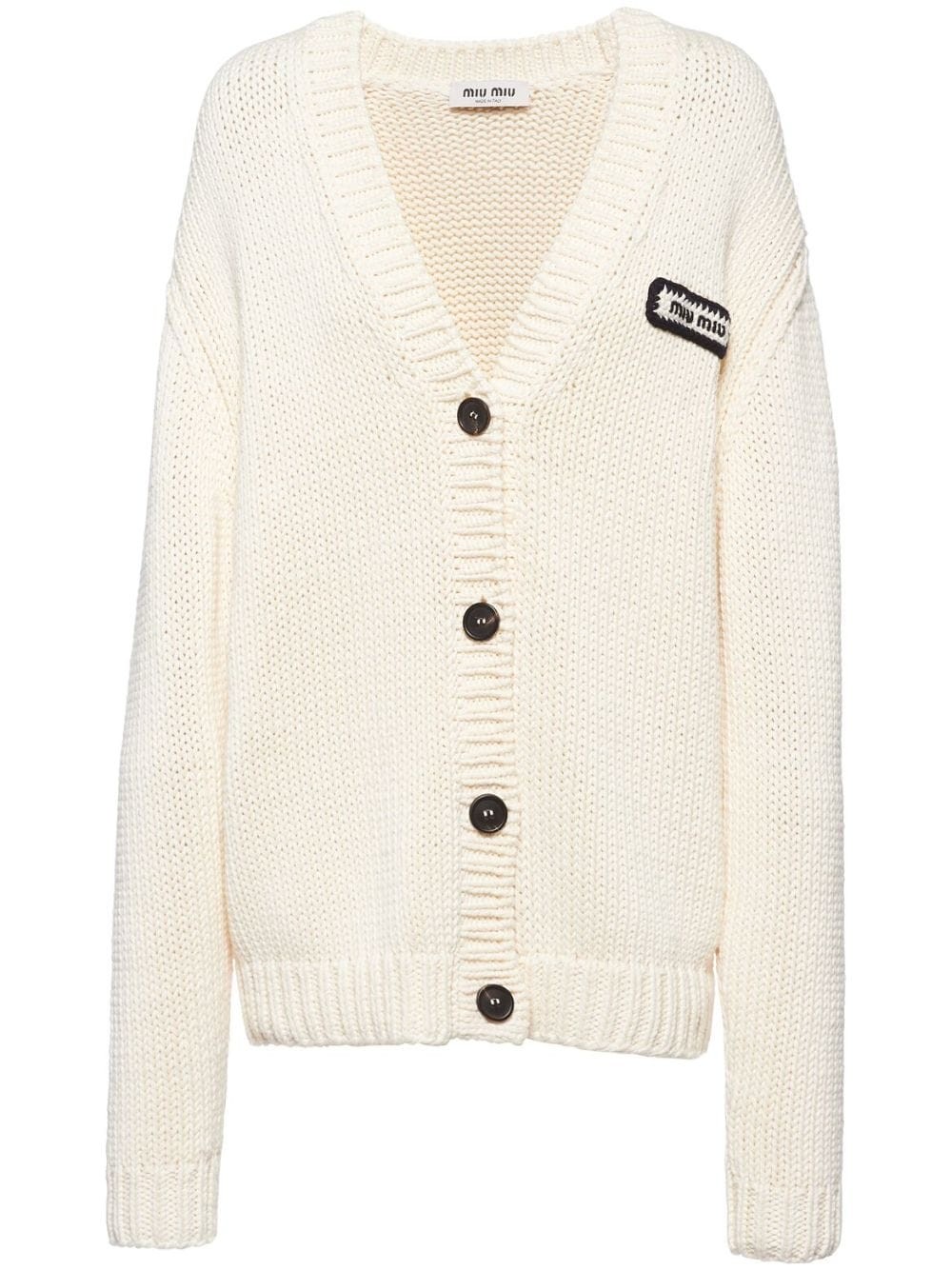 logo-patch cotton cardigan