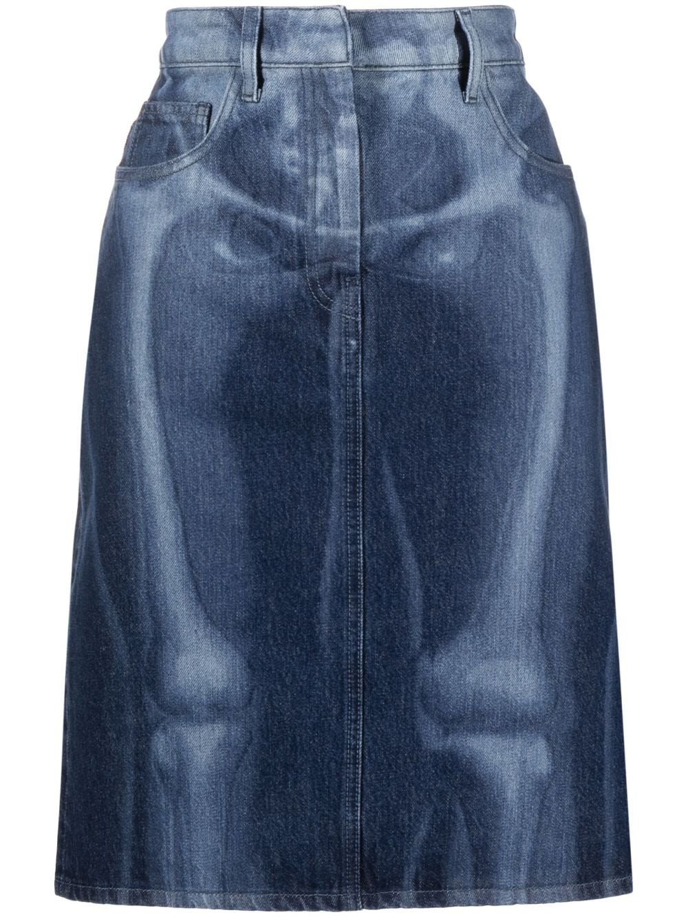high-waisted denim skirt