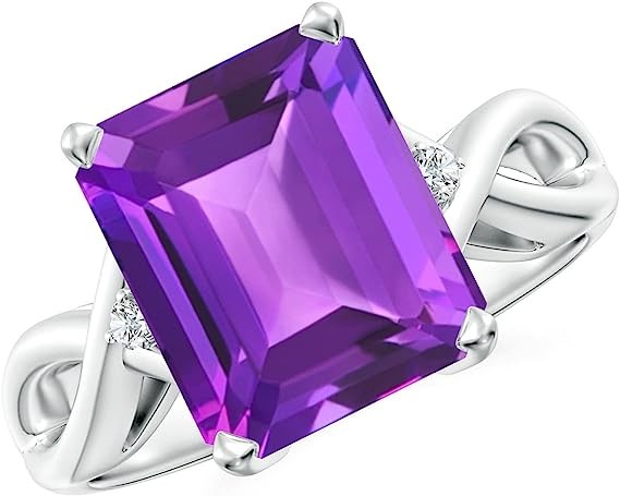 Angara Natural Amethyst Solitaire Ring for Women, Girls in 14K Solid Gold/Platinum| February Birthstone Jewelry Gift for Her | Birthday| Wedding| Anniversary| Engagement