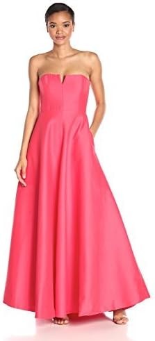 Halston Heritage Women's Strapless Structured Gown W Notch Detail