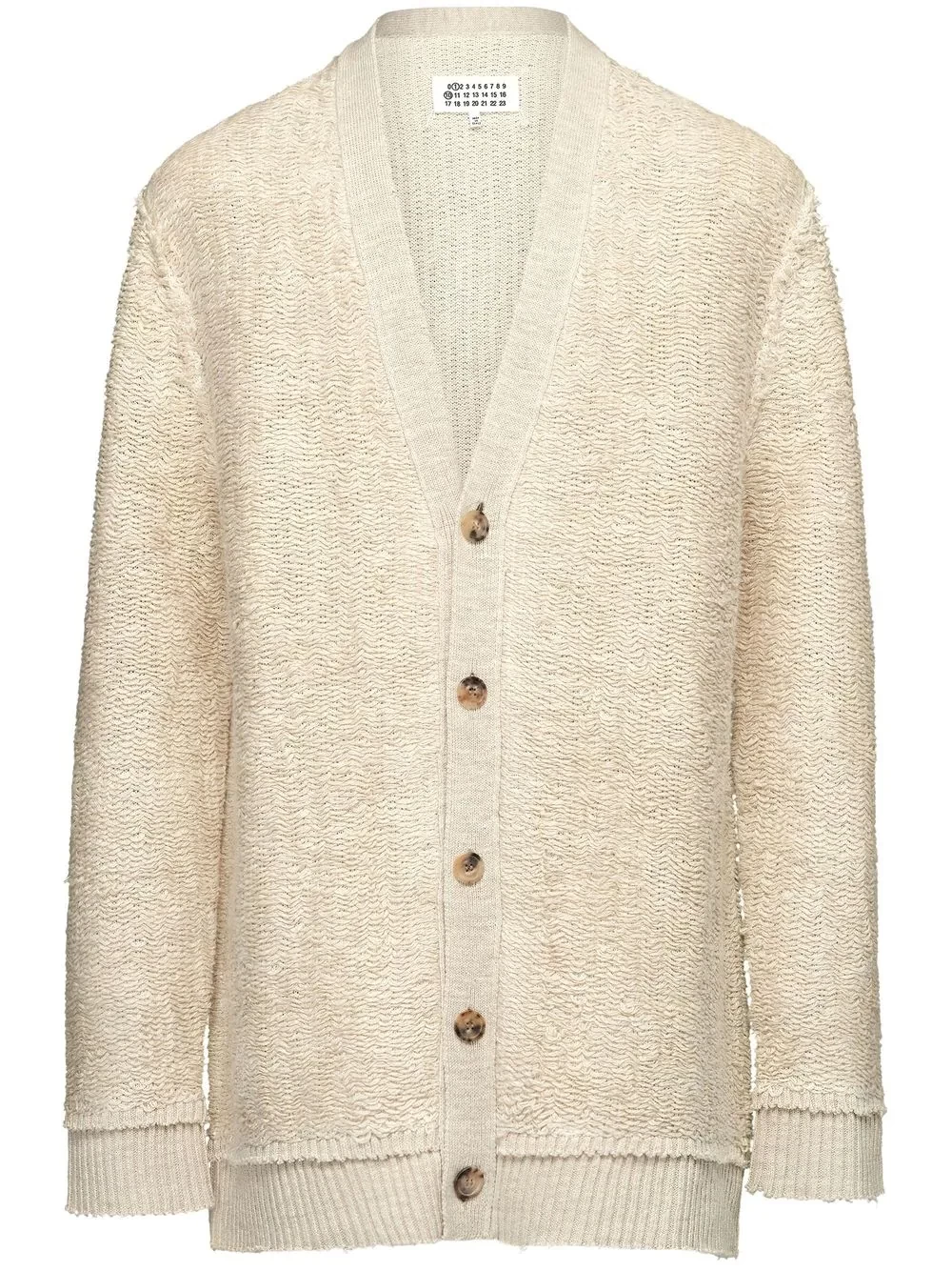 textured V-neck cardigan