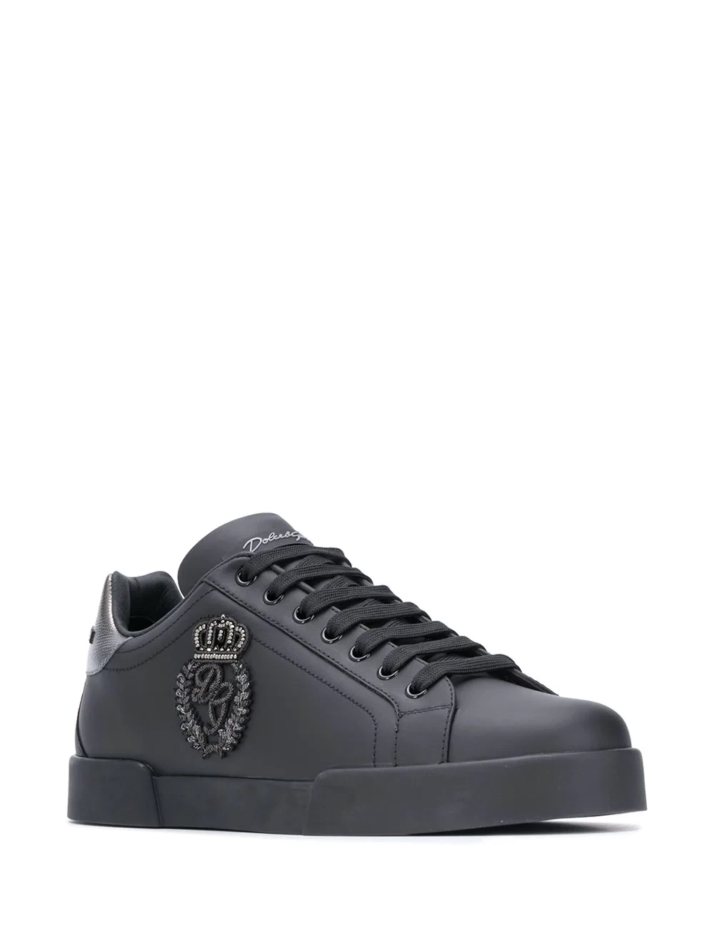 Dolce & Gabbana Men's Calfskin Nappa Portofino Sneakers With Crown Patch