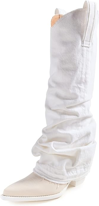R13 Women's Cowboy Boots with Denim Sleeve