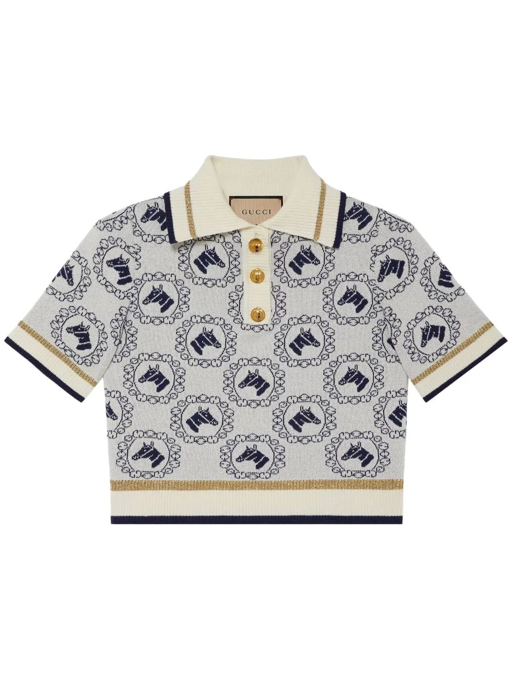 Equestrian jacquard polo top