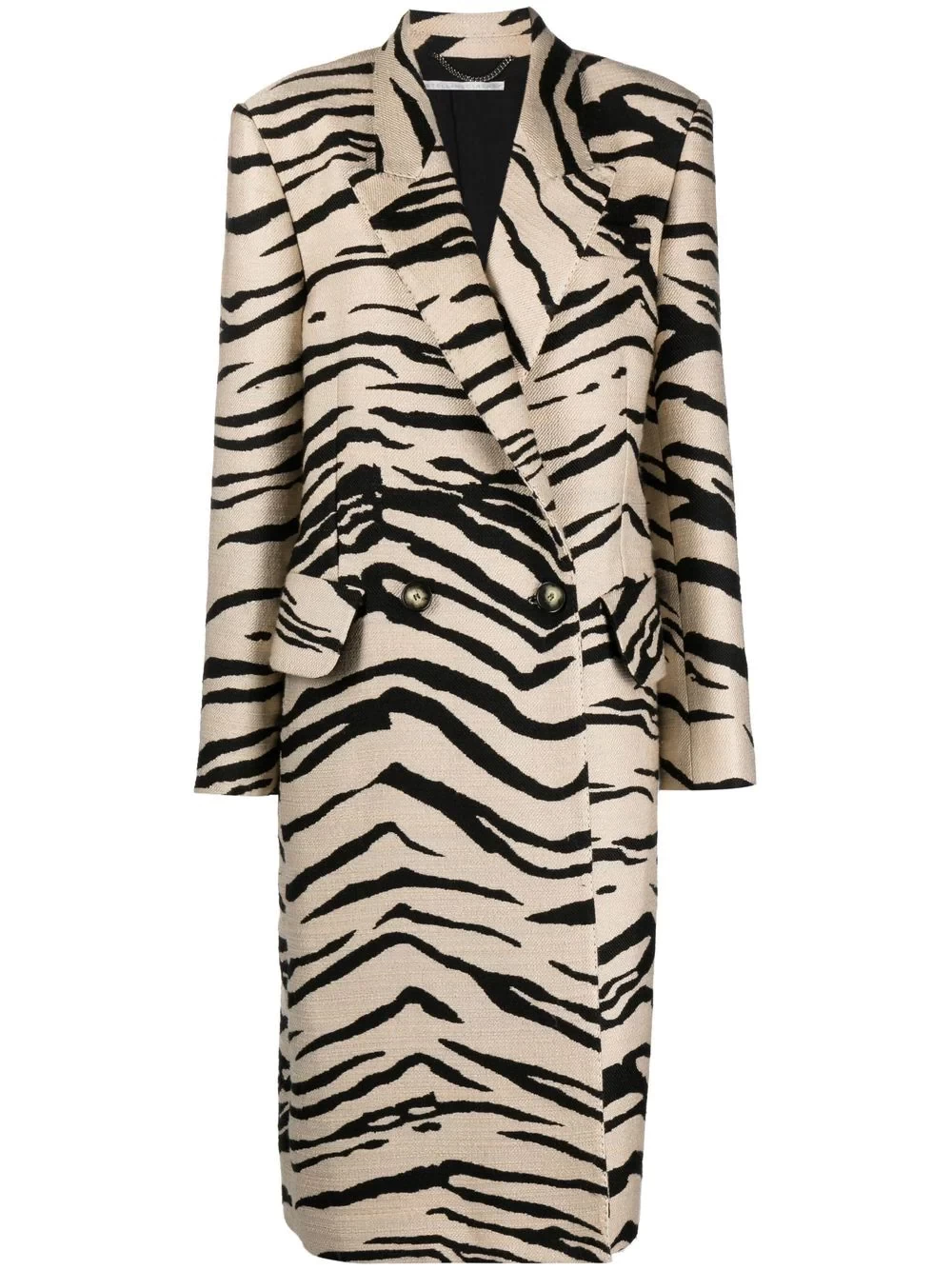 tiger-print double-breasted coat