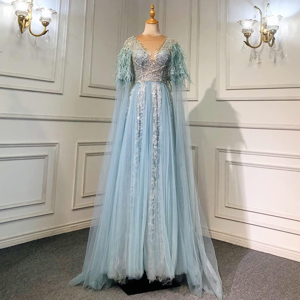 Women's V-Neck Shiny Bright Evening Dress Beaded Women's Party Dress Bridesmaid Dress