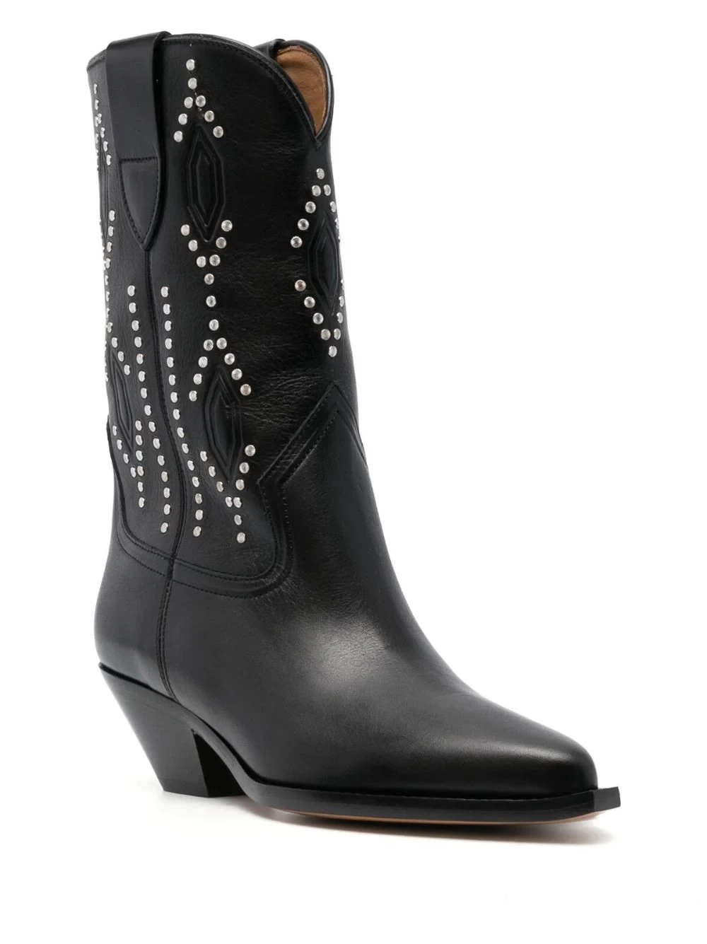 stud-embellished leather cowboy boots