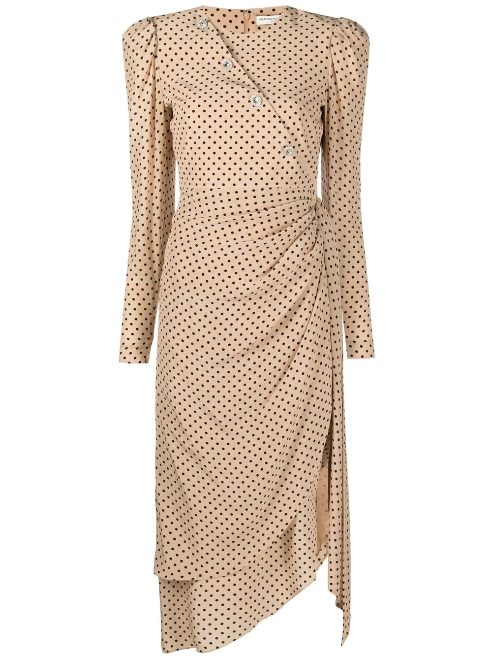 polka-dot faux-wrap dress