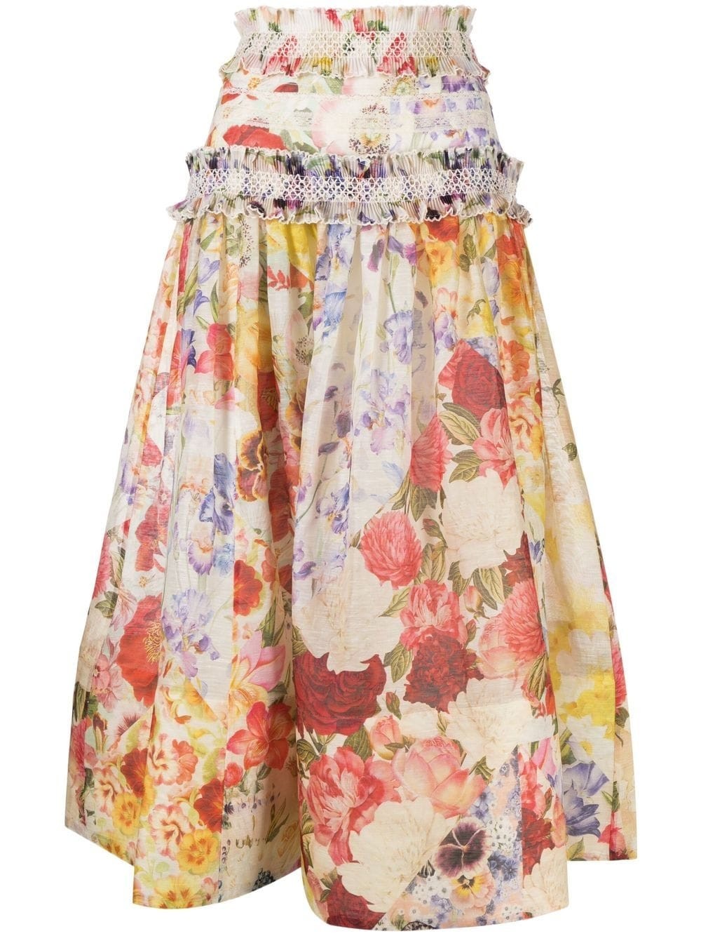 Wonderland smocked midi skirt