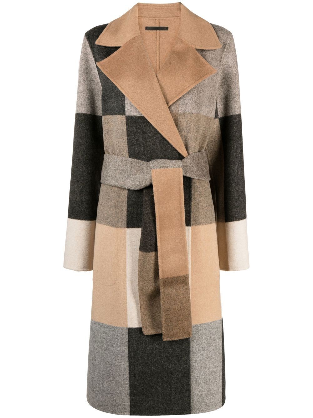 Arline reversible patchwork wool coat