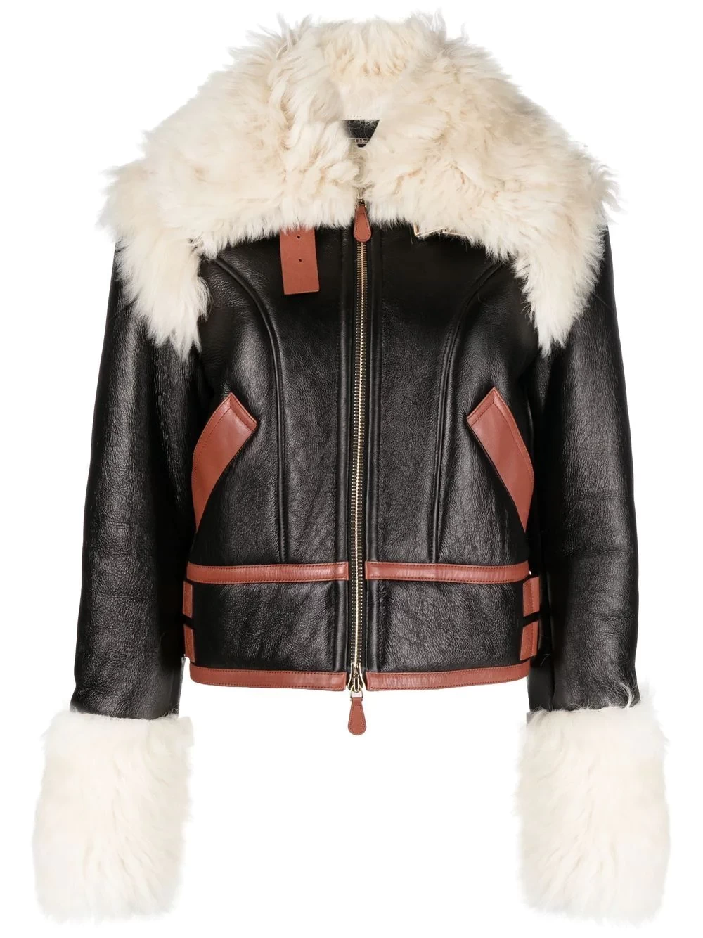 shearling-trim panelled coat