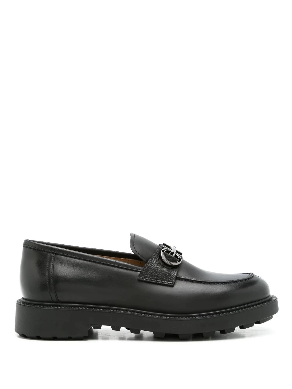 Gancini-buckle leather boat shoes