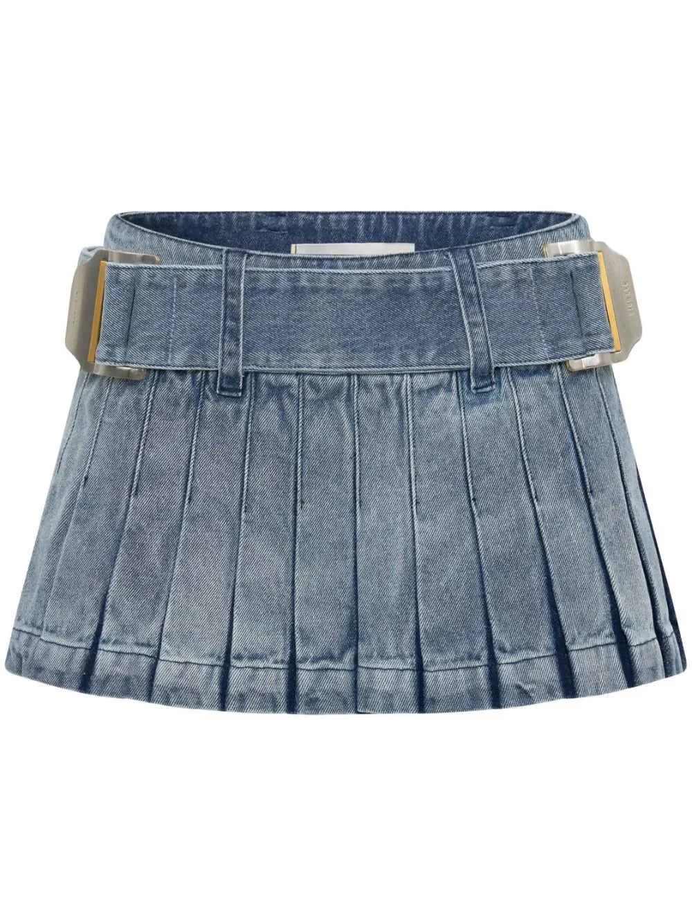Darted denim miniskirt
