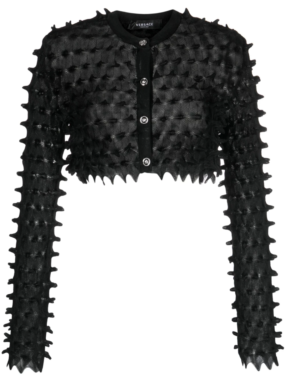 spike-textured cropped cardigan