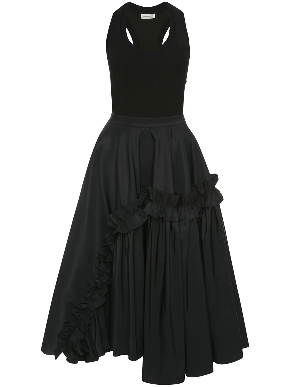 hybrid ruffle-trim midi dress