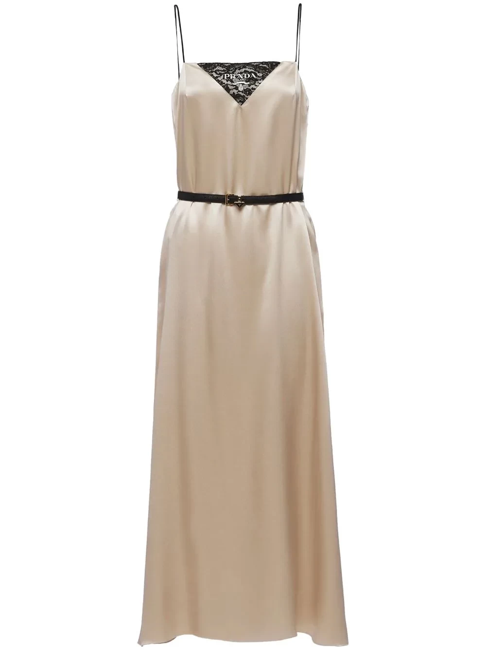 belted satin midi dress