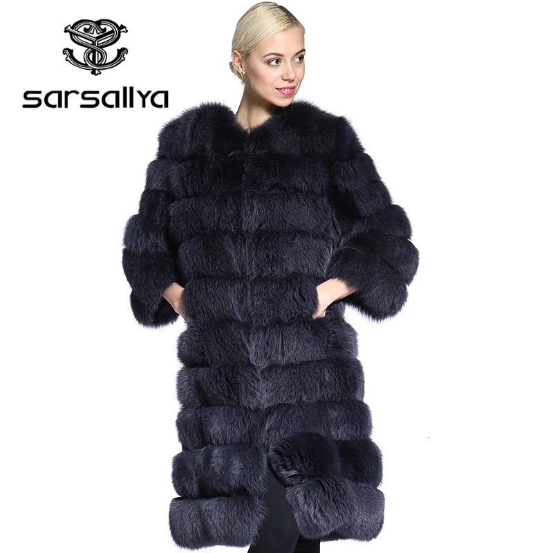 SARSALLYA real fur New Fashion Natural Fox Fur Winter Warm Coat For Women Real Fur Jacket