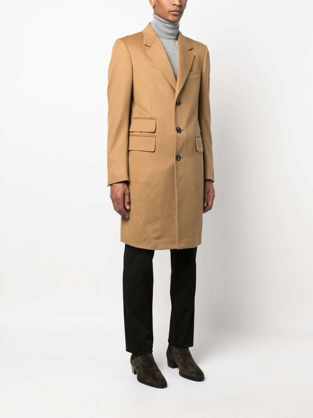 single-breasted cashmere coat