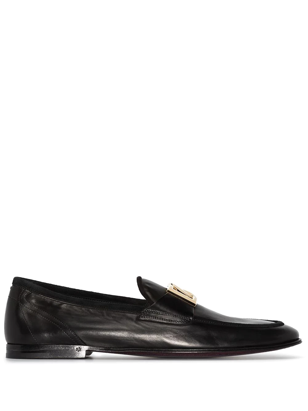 Interlocking DG-plaque leather loafers