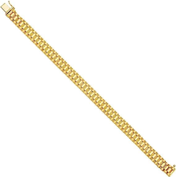 14k Gold Fancy Rolex Type Bracelet Jewelry Gifts for Women
